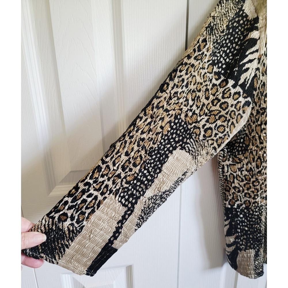 Alberto Makali Animal Print Button Down Top Blouse XL - Picture 3 of 8